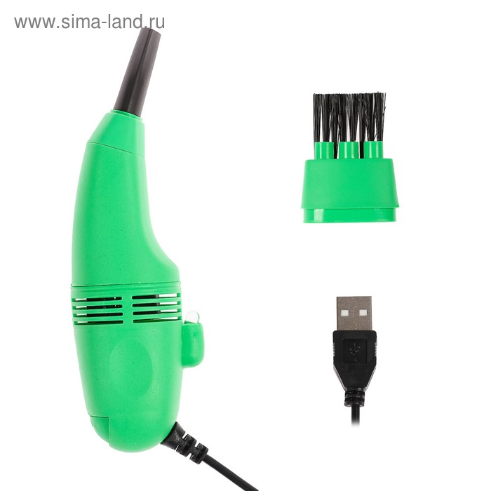 USB Пылесос LuazON MR-01, для ПК, с насадками, USB, зелёный