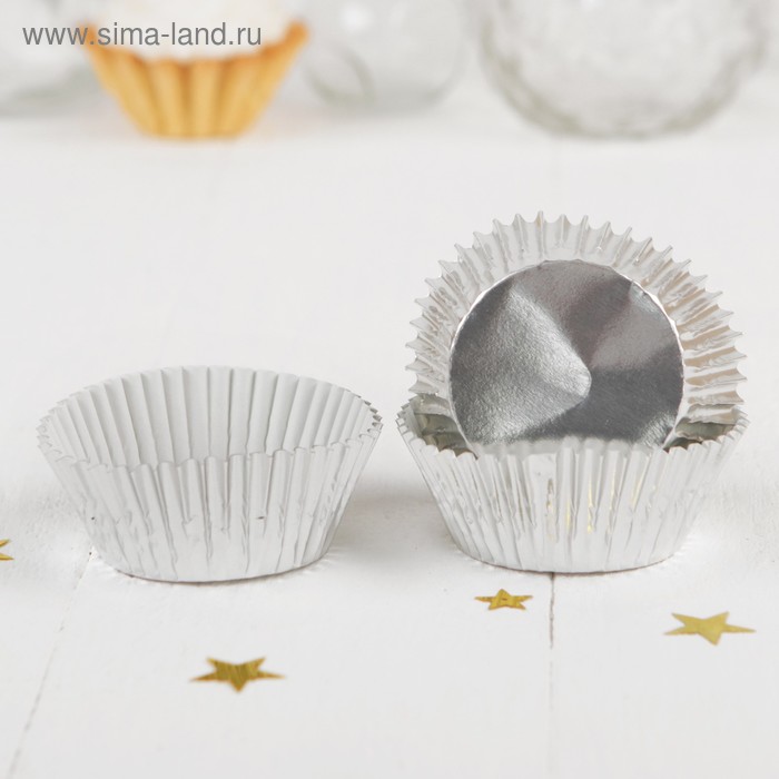 Украшение для кексов, набор 24 шт., цвет серебряный - Фото 1