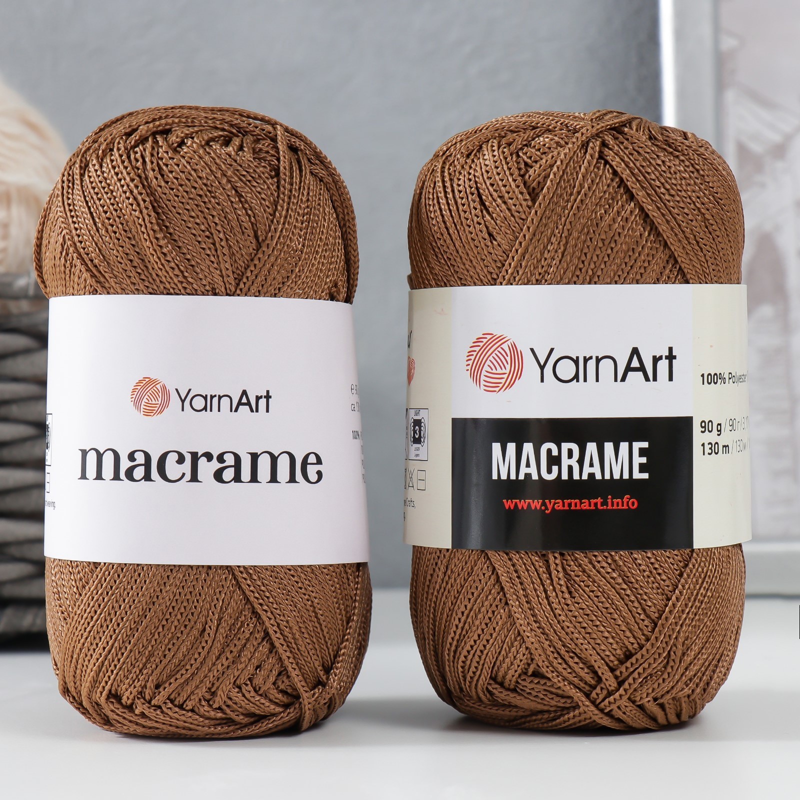 Пряжа "Macrame Макраме" 100% полиэстер 130м/90гр (151 коричневый ...