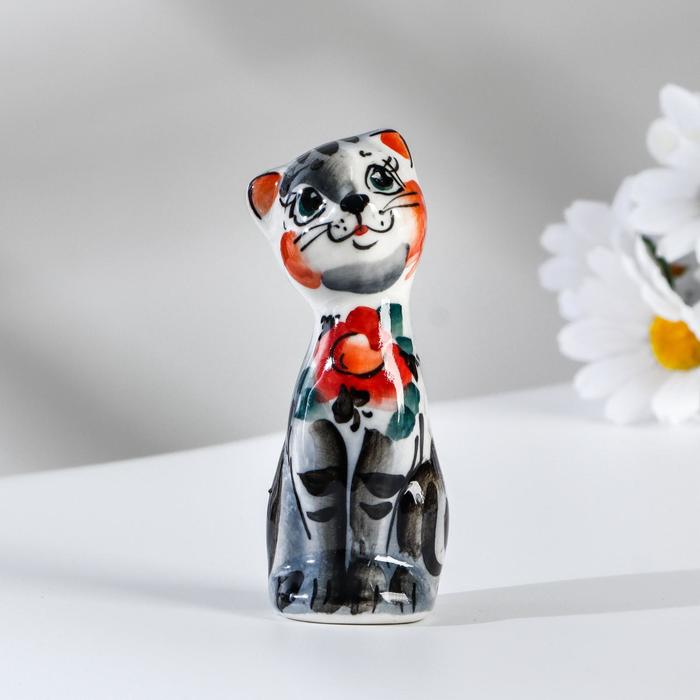 

Сувенир «Кошка Милашка», 9 см, серая гжель