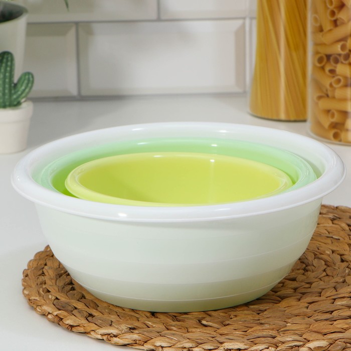 Набор мисок SparkPlast, 3 шт.: 1.2 л; 2.1 л; 3.2 л, пластик, МИКС - Фото 1