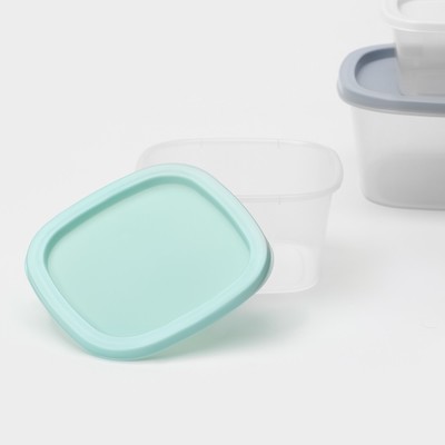 Набор контейнеров квадратных SparkPlast BioFresh, 3 шт.: 0.23 л, 0.5 л, 0.9 л, прозрачный, крышка МИКС
