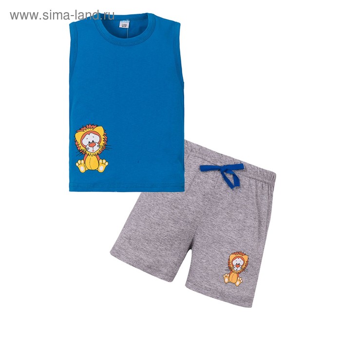 Комплект для мальчика (майка, шорты) "Tiger baby", цвет синий, рост 92-98 - Фото 1
