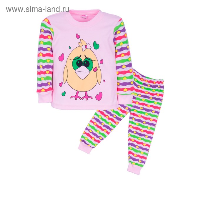 Пижама для девочки "Funny bird", цвет розовый, рост 104-110 - Фото 1