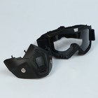 Очки-маска для езды на мототехнике, разборные, стекло прозрачное, черные - Фото 3