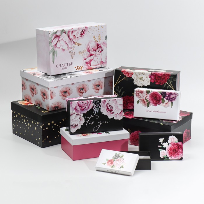 Набор коробок 10 в 1, упаковка подарочная, «Цветочный вальс», 12 х 7 х 4 - 32.5 х 20 х 12.5 см - фото 1908469473