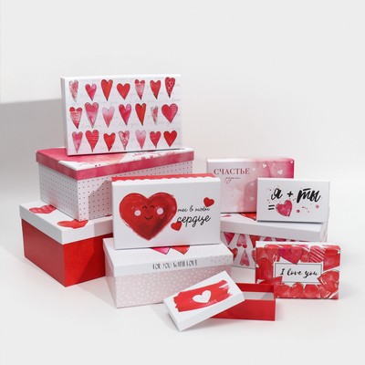 Набор коробок 10 в 1, упаковка подарочная, «Любовь повсюду», 12 х 7 х 4 - 32.5 х 20 х 12.5 см