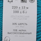 Пряжа "Народная" 30% шерсть, 70% акрил объёмный 220м/100гр (223 св. бирюза) - Фото 3