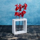 Кашпо деревянное 20×5.5×20 см с 3 колбами "Рамка Мини", белый Дарим Красиво - Фото 1