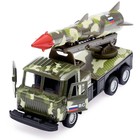 Машина металлическая ГАЗ 66 с ракетой, 12 см, инерционная, открываются двери, зелёный камуфляж - фото 20943881