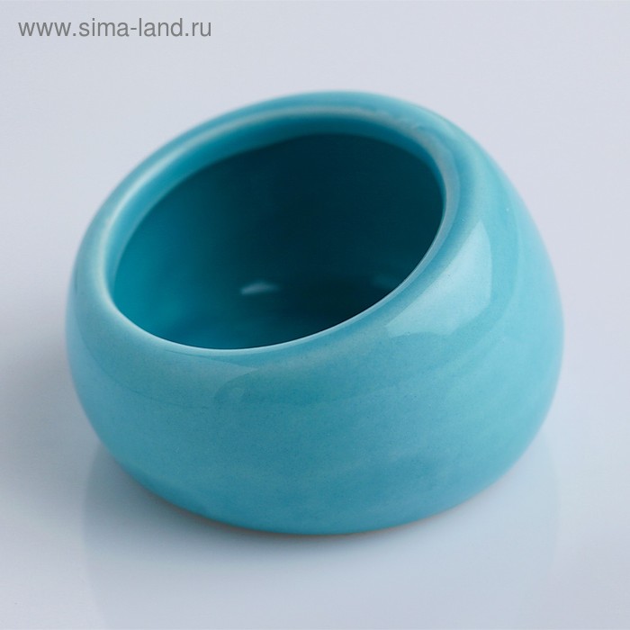 Миска керамическая для грызунов со скошенным краем, 30 мл, 5,7 х 5,7 х 3,5 см, голубая - Фото 1