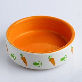 Миска керамическая с морковками 80 мл  8,8 х 8,8 х 3 см, оранжево-белая