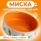 Миска керамическая с морковками 100 мл  8,8 х 8,8 х 3 см, оранжево-белая - фото 9558710