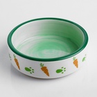 Миска керамическая с морковками 100 мл 8.8×8.8×3 см, зелёно-белая - Фото 2