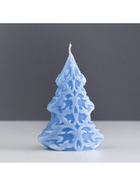 Свеча декоративная «Ёлка. Морозный узор», 7×4.5×10 см, голубая - Фото 3