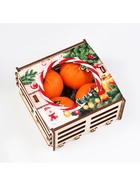 Набор свечей новогодних «Мандарины в ящике», 4 шт., 13.6×13.6×6.6 см - фото 118957049