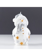 Новогодняя свеча декоративная «Снеговичок», 6×5.5×11 см, белый - Фото 3