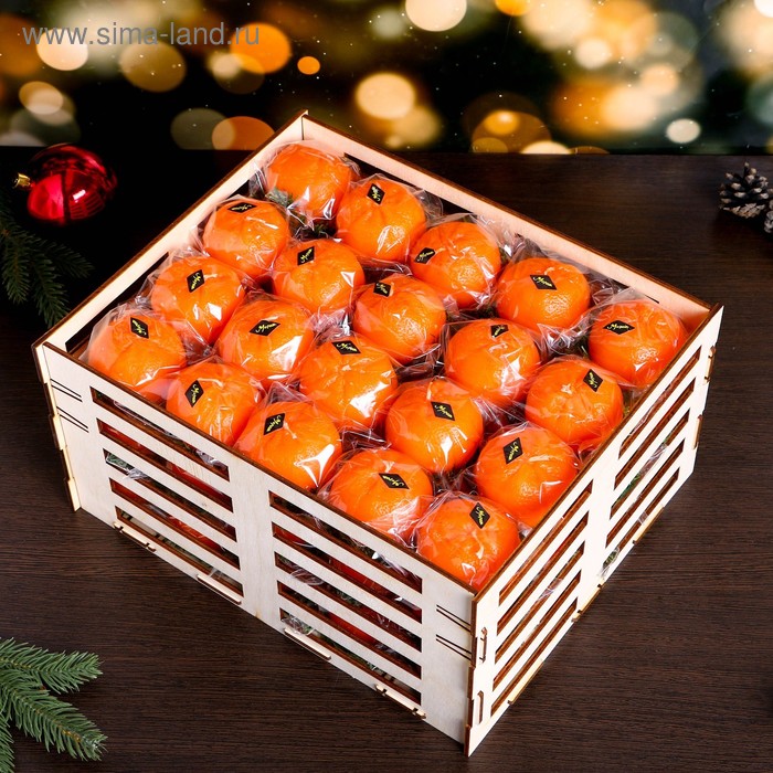 Набор новогодних свечей "Мандарины в ящике", 60 шт, 16,5×33,3×27 см - Фото 1