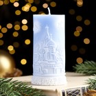 Свеча - цилиндр "С Рождеством!", 4,7×10 см, голубая - фото 298193690
