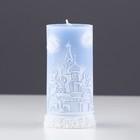 Свеча - цилиндр "С Рождеством!", 4,7×10 см, голубая - Фото 2