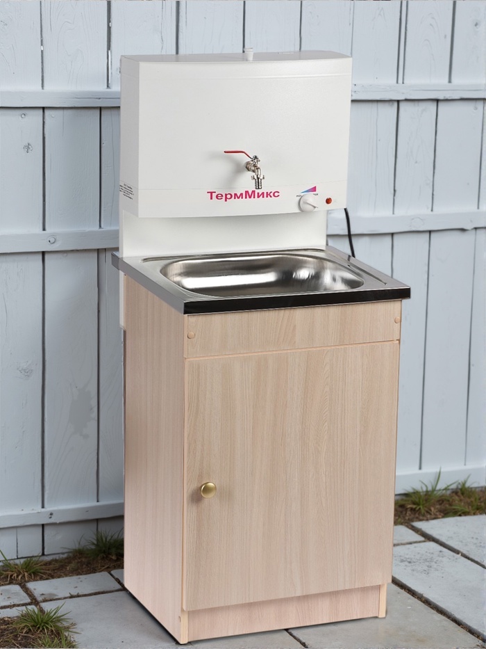 Умывальник "ТермМикс", с ЭВН, нержавеющая мойка, 1250 Вт, 17 л, ЛДСП, белый - Фото 1