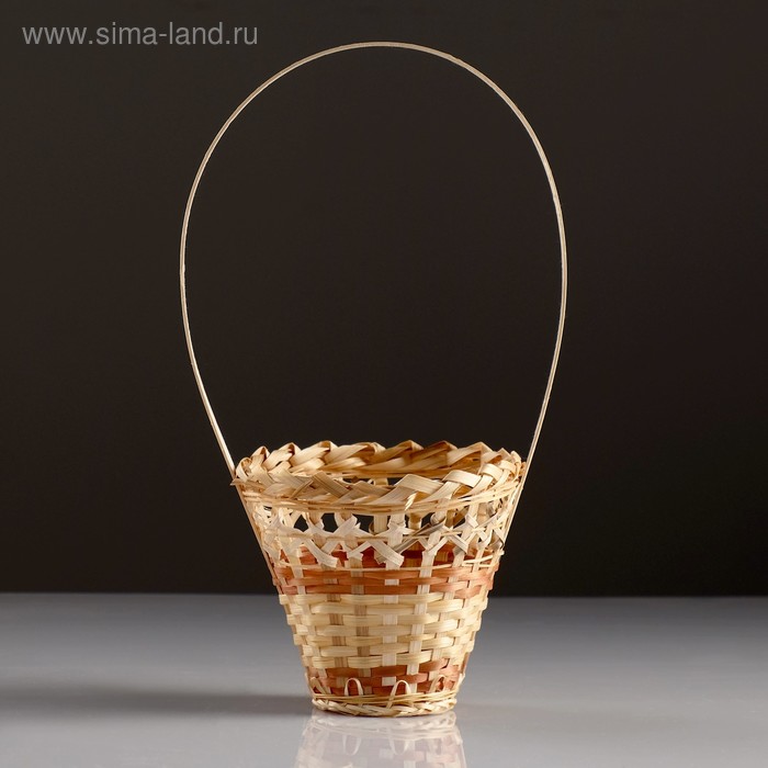 Корзина плетёная для хранения «Стакан», 14×14×16 см, ручка h=14 см, бамбук - Фото 1