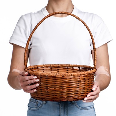 Корзина плетёная, 29×24×11/34 см, лоза, кукуруза