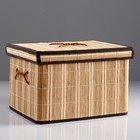 Короб для хранения, с крышкой, складной, 41×31×26 см, бамбук - Фото 1