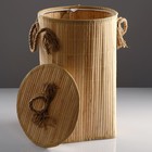 Корзина для белья, с крышкой и ручками, складная, 33×50 см, бамбук, джут - фото 320091591