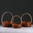 Корзина плетёная для хранения, лоза, кукуруза, овальная, коричневая, набор 3 шт. - Фото 5