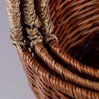Корзина плетёная для хранения, лоза, кукуруза, овальная, коричневая, набор 3 шт. - Фото 6