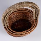 Корзина плетёная для хранения, лоза, кукуруза, овальная, коричневая, набор 3 шт. - Фото 7