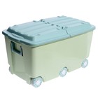 Ящик для игрушек на колёсах, цвет зелёный - фото 108386667