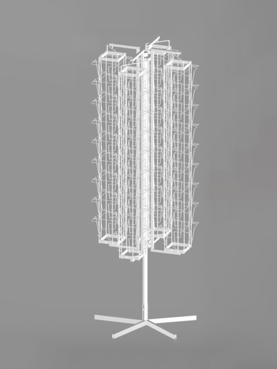 Буклетница вращающаяся 144 ячейки для открыток А5, 62.4×62.4×180 см, белая