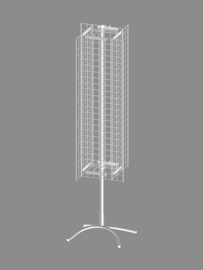 Стойка вращающаяся с 4 сетками (1200×360 мм), 180×39×39 см, белая