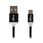 Кабель Ritmix RCC-311, microUSB - USB, тканевая оплетка, 1.5 м, черный - Фото 1