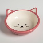 Миска керамическая круглая "Кошачья мордочка", 250 мл, 13,2 х 13,2 х 5 см, бело-розовая - Фото 1