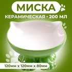 Миска керамическая "Киса" на подставке-лапках 200 мл  13 х 12 х 8 см, темно-зеленая - фото 4832644