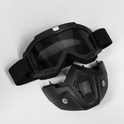 Очки-маска для езды на мототехнике, разборные, стекло с затемнением, черные - Фото 7