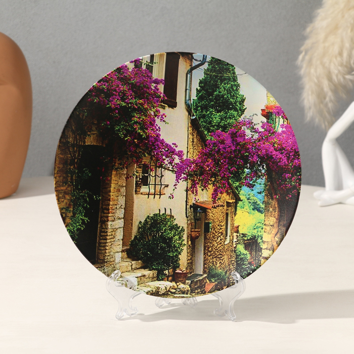Тарелка декоративная «Улицы Прованса», с рисунком на холсте, D = 20 см - Фото 1