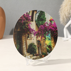 Тарелка декоративная «Улицы Прованса», с рисунком на холсте, D = 20 см - фото 9558774