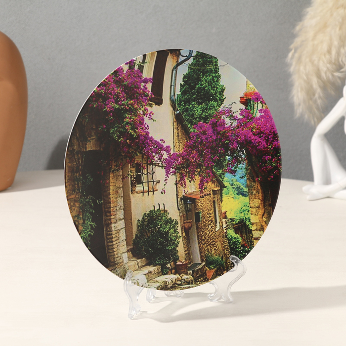 Тарелка декоративная «Улицы Прованса», с рисунком на холсте, D = 20 см - фото 1908469843
