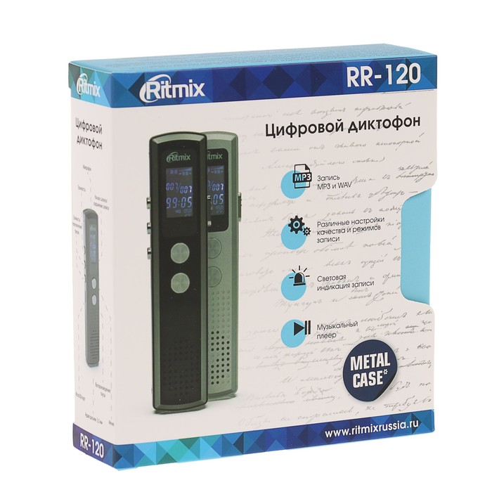 Диктофон Ritmix RR-120 8GB, MP3/WAV, дисплей, металл корпус, черный