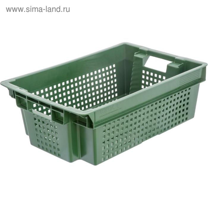 Ящик овощной, конусный, перфорированный, 600х400х200 зеленый, вес 1,4 кг - Фото 1