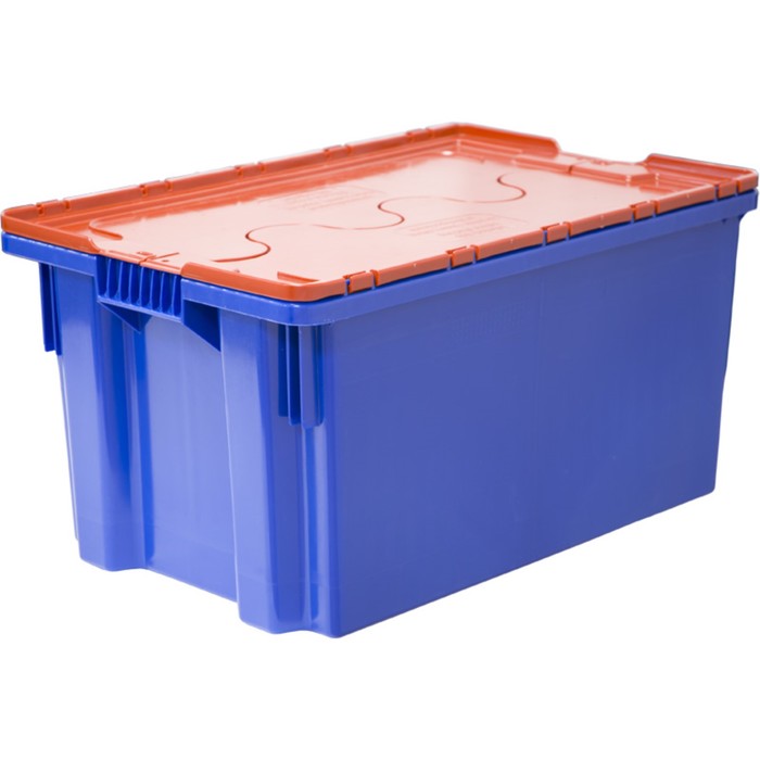 Ящик Safe PRO, сплошной, 600х400х300 синий с оранжевой крышкой