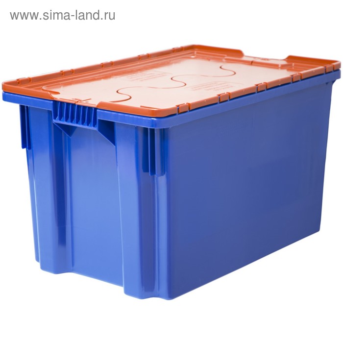 Ящик Safe PRO, сплошной 600х400х350 синий с оранжевой крышкой - Фото 1
