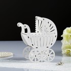 Кашпо "Коляска", фанера, белая, 14,5х8,5х18,5 см - фото 22958878