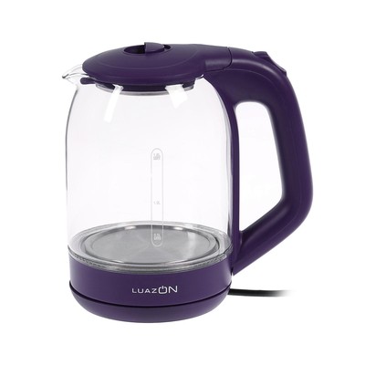 УЦЕНКА Чайник электрический LuazON LSK-1809, стекло, 1.8 л, 1500 Вт, подсветка, фиолетовый