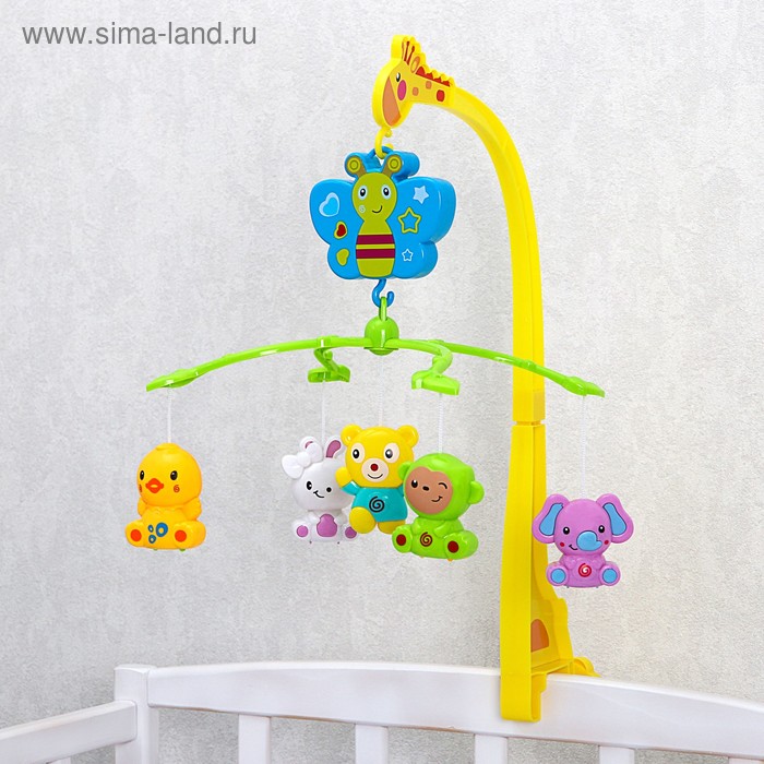 УЦЕНКА Мобиль музыкальный на кроватку «Бабочка. Малыш зоо», заводной