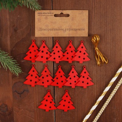 Елочные игрушки «Красные ели», 4.5×3.5 см